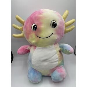 Greenbrier International Plush Stuffed Animal Toy Rainbow Axolotl Super Soft